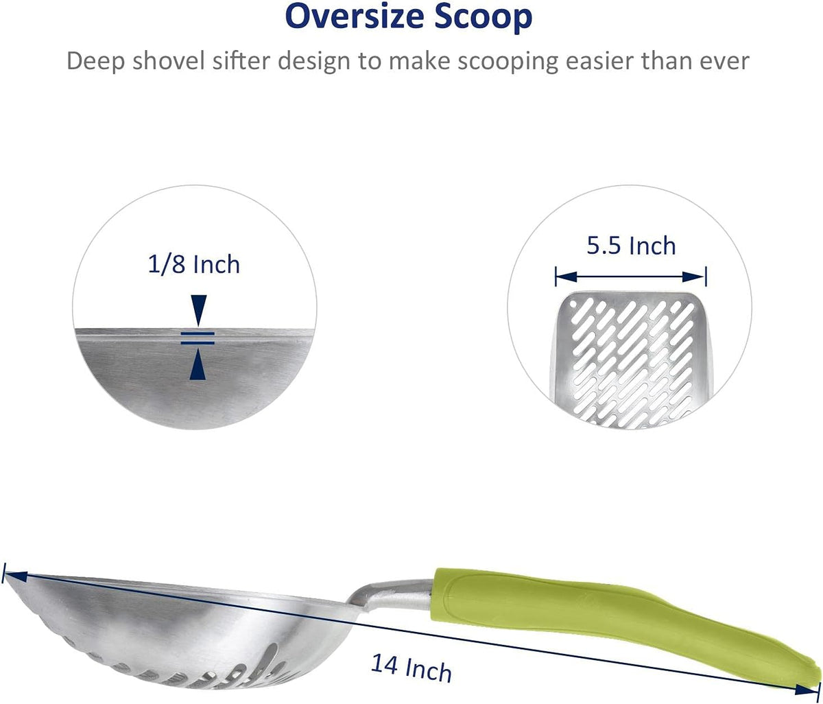 WePet Cat Litter Scoop, Aluminum Alloy Sifter, Kitty Metal Scooper, Deep Shovel with Diagonal