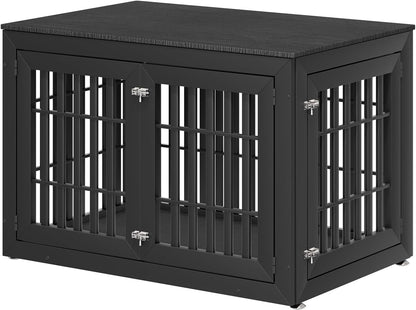 48" Heavy Duty Dog Crate Furniture for Small,Medium and Large Dogs,Rustic Wooden Dog Cage Kennel