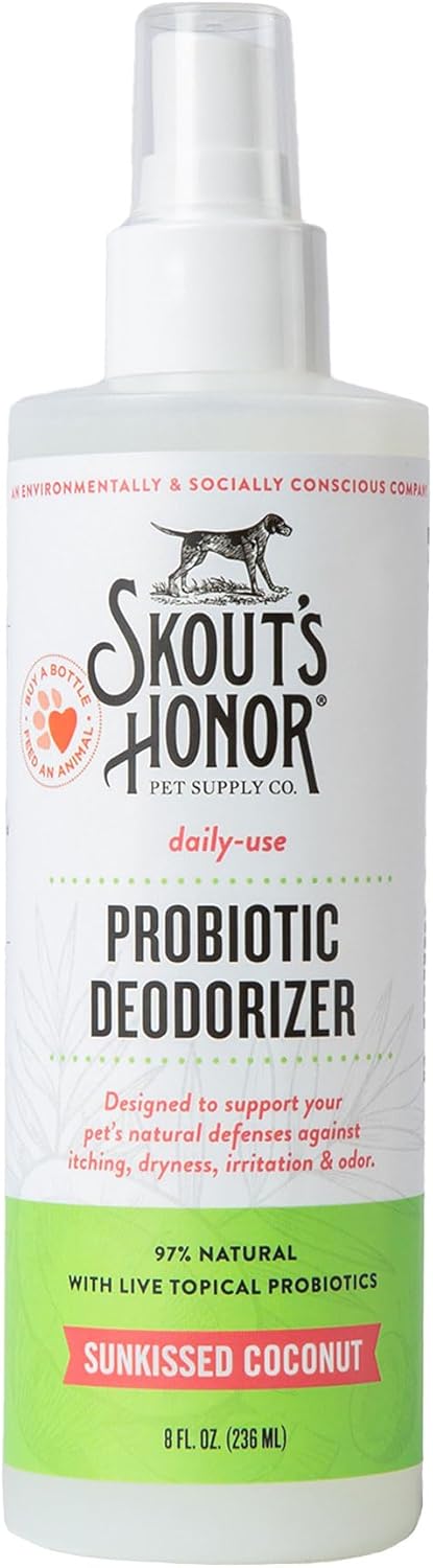 SKOUT'S HONOR Probiotic Pet Deodorizer Spray- Hydrating Daily-Use with Avocado Oil & Omega-3s