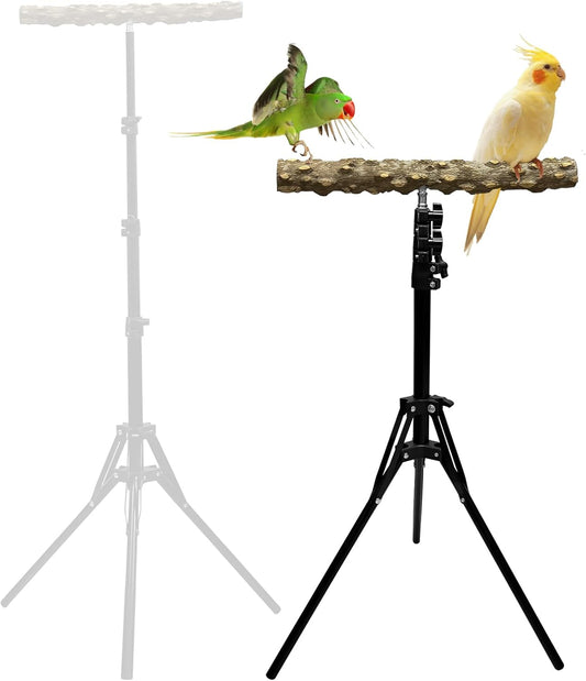16-63 Inch Height Adjustable Bird Perch Pepper Wood Bird Training Perch Stand Parakeet Perches