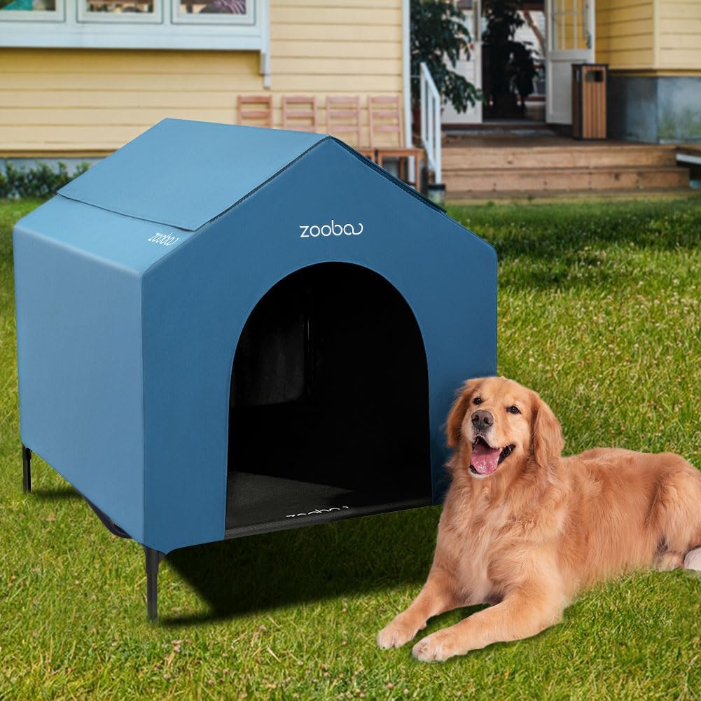 42" 2-in-1 Dog House for Medium Dogs, Elevted Dog House Outdoor/Indoor, Puppy Shelter Outside,Water