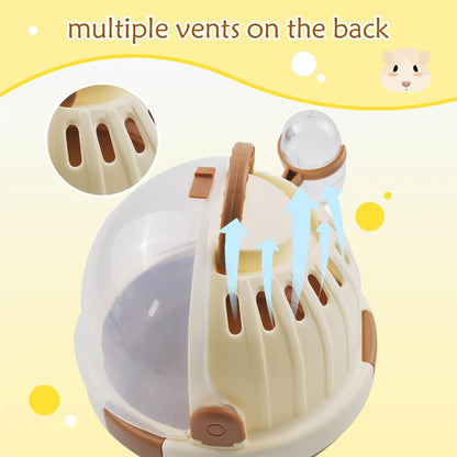 Hamster Carrier Cage Portable Cages Small Animals Carry Travel Case with Water Bottle Plastic