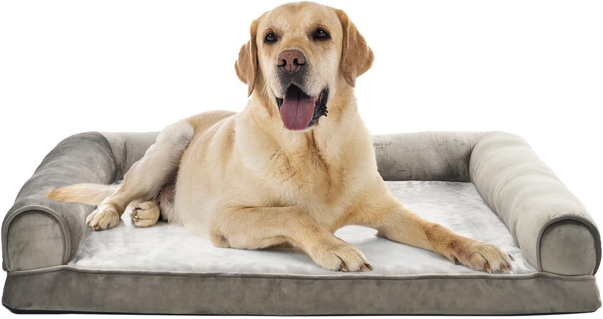 Amazon Basics Dog Bed with Cooling Gel Memory Foam, Pressure-Relief Support for Dogs up to 90lbs