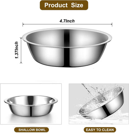 Stainless Steel Raised Cat Food Bowl for 3 Bowls, 4.7-Inch Replaceable Cat Bowl, 3 Pack （Only fit