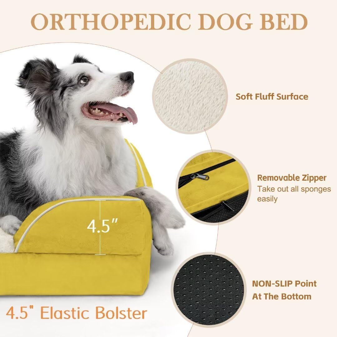 Comfort Expression Waterproof Dog Beds Large Sized Dogs, Large Dog Beds Orthopedic Foam, Comfy Pet