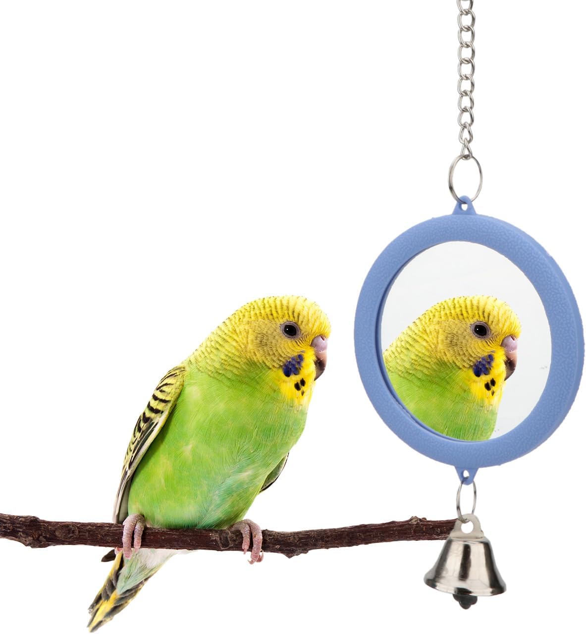 Hypeety Pet Bird Mirror with Bell Interactive Parrot Toy Bird Cage Mirror for Cockatiel Parakeets