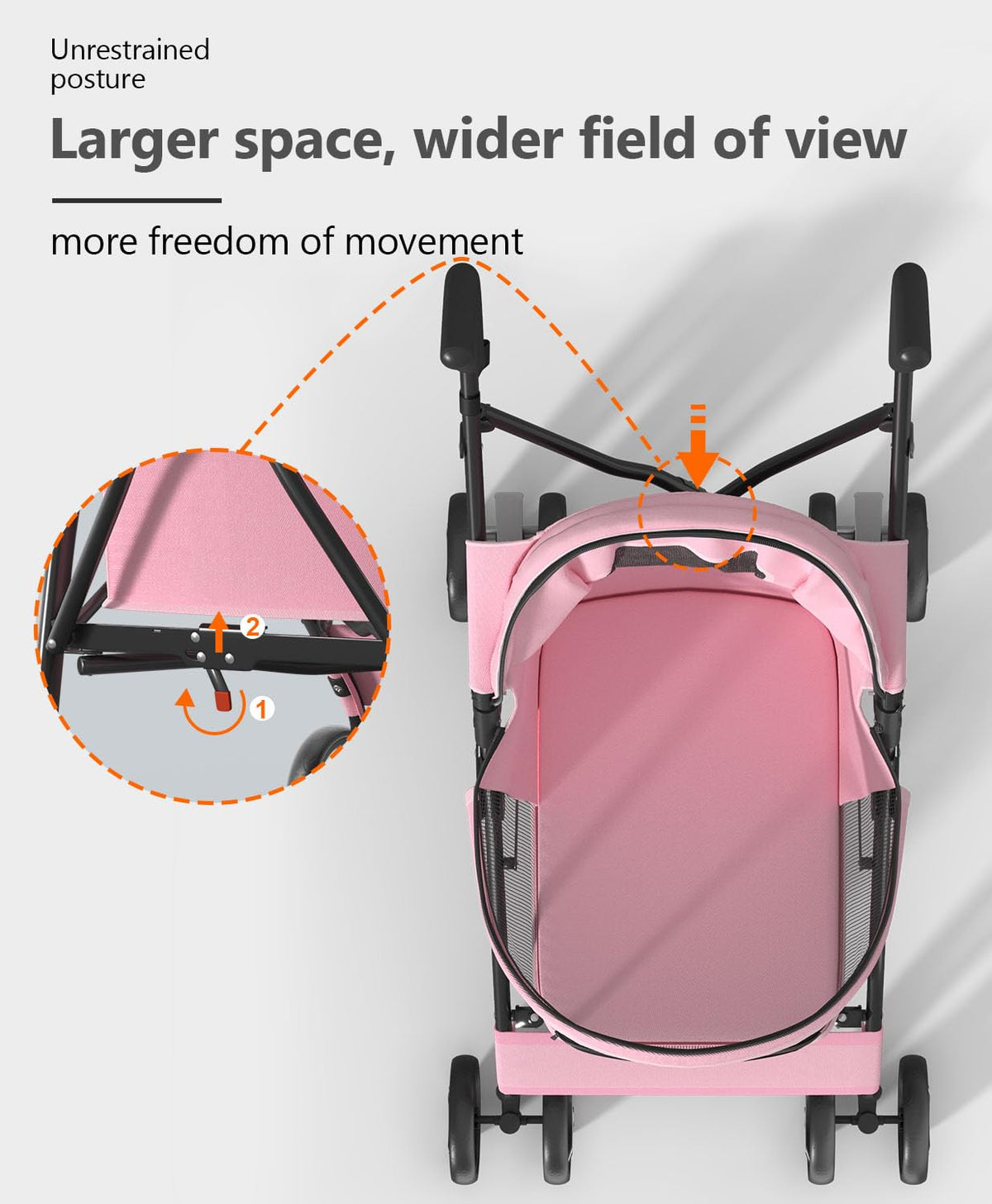 Pet Stroller with 4 Wheels for Small/Medium Pets, Portable Travel Foldable Carrier Jogger for Dog