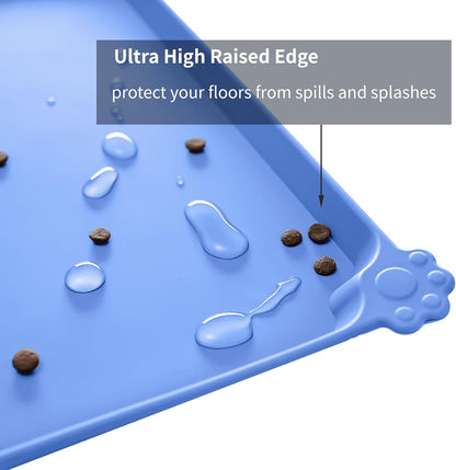 Waterproof Pet Feeding Mat with High Raised Edges, Heavier and Thicker Placemats for Cat Dog Water