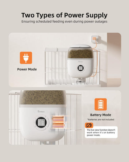 Hanging Rabbit Feeder, Programmable Automatic Pet Feeder with Dry Food Dispenser, Desiccant Bag and