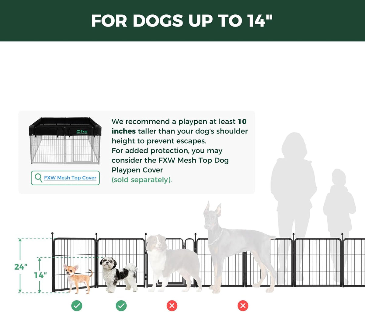 FXW Rollick Unleashed Dog Playpen for Indoor, Yard, RV Camping, 24 inch 6 Panels for Small and