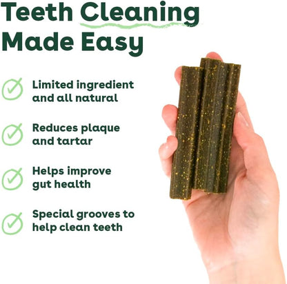 Pupford Dental Chews for Dogs, All-Natural 4-Inch Sticks for Plaque, Tartar & Bad Breath, Grooved