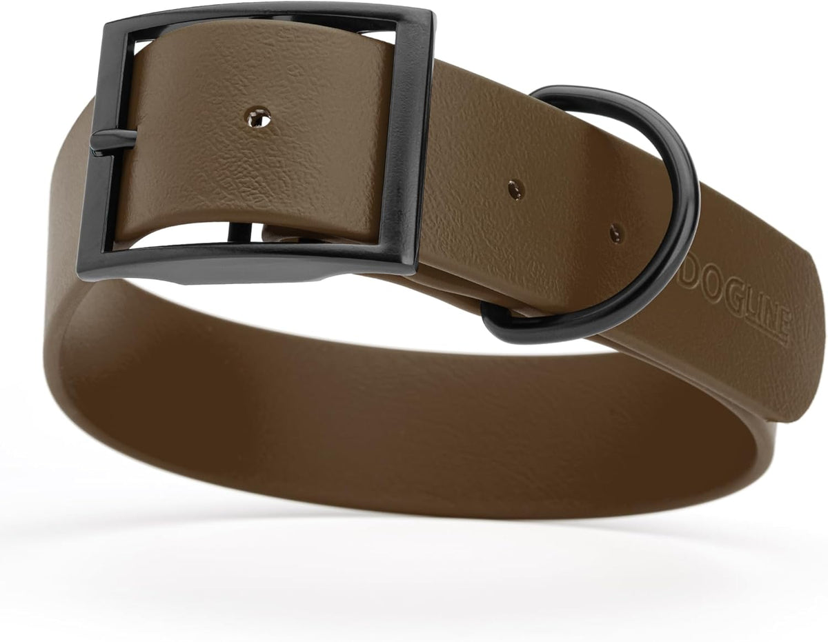 Dogline Biothane Waterproof Dog Collar Strong Coated Nylon Webbing with Black Hardware Odor- Proof