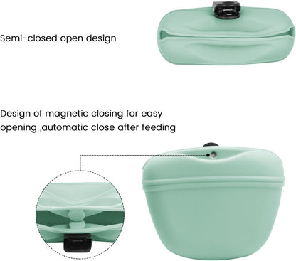 AUDWUD Silicone Dog Treat Pouch,with Dog Training Clicker,Clip on Portable Training