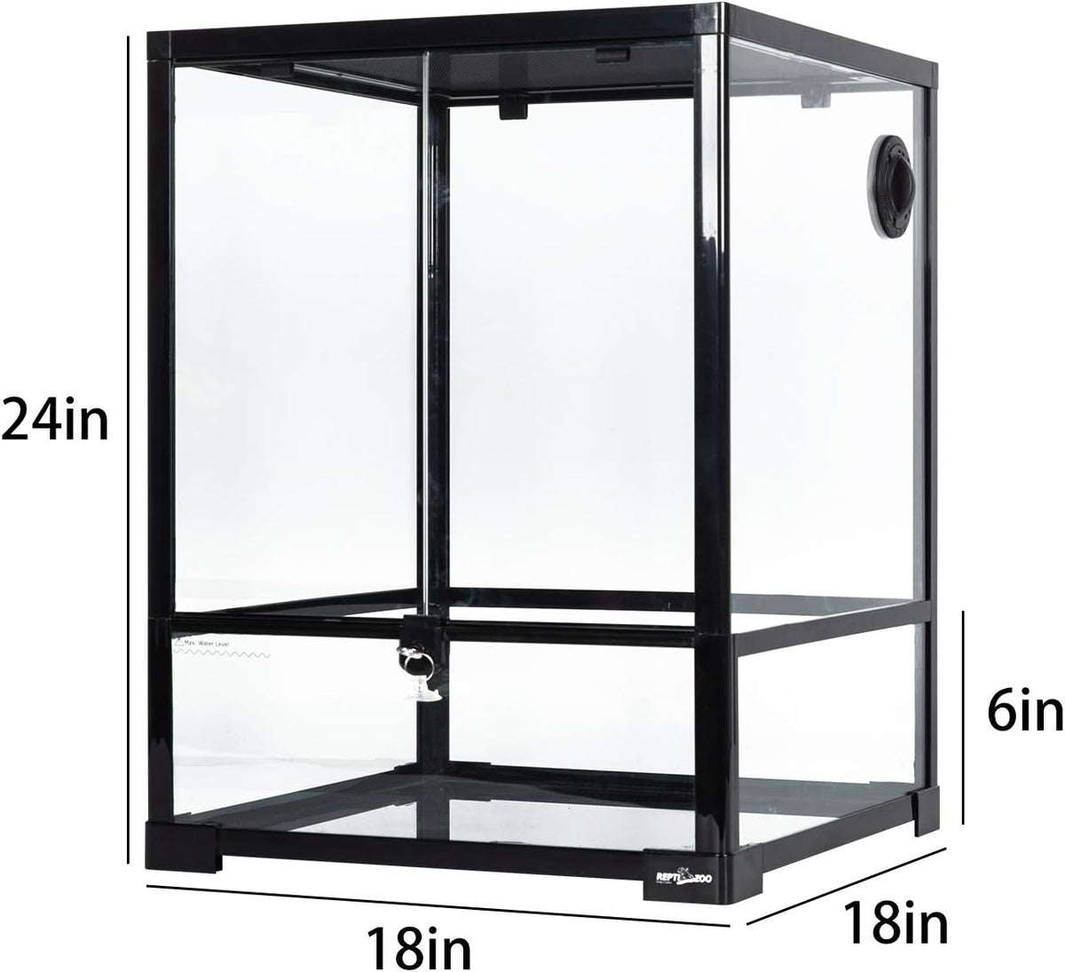 REPTI ZOO Reptile Glass Terrarium, 18" x 18" x 24" Knock-Down Reptile Habitat Tank with Double