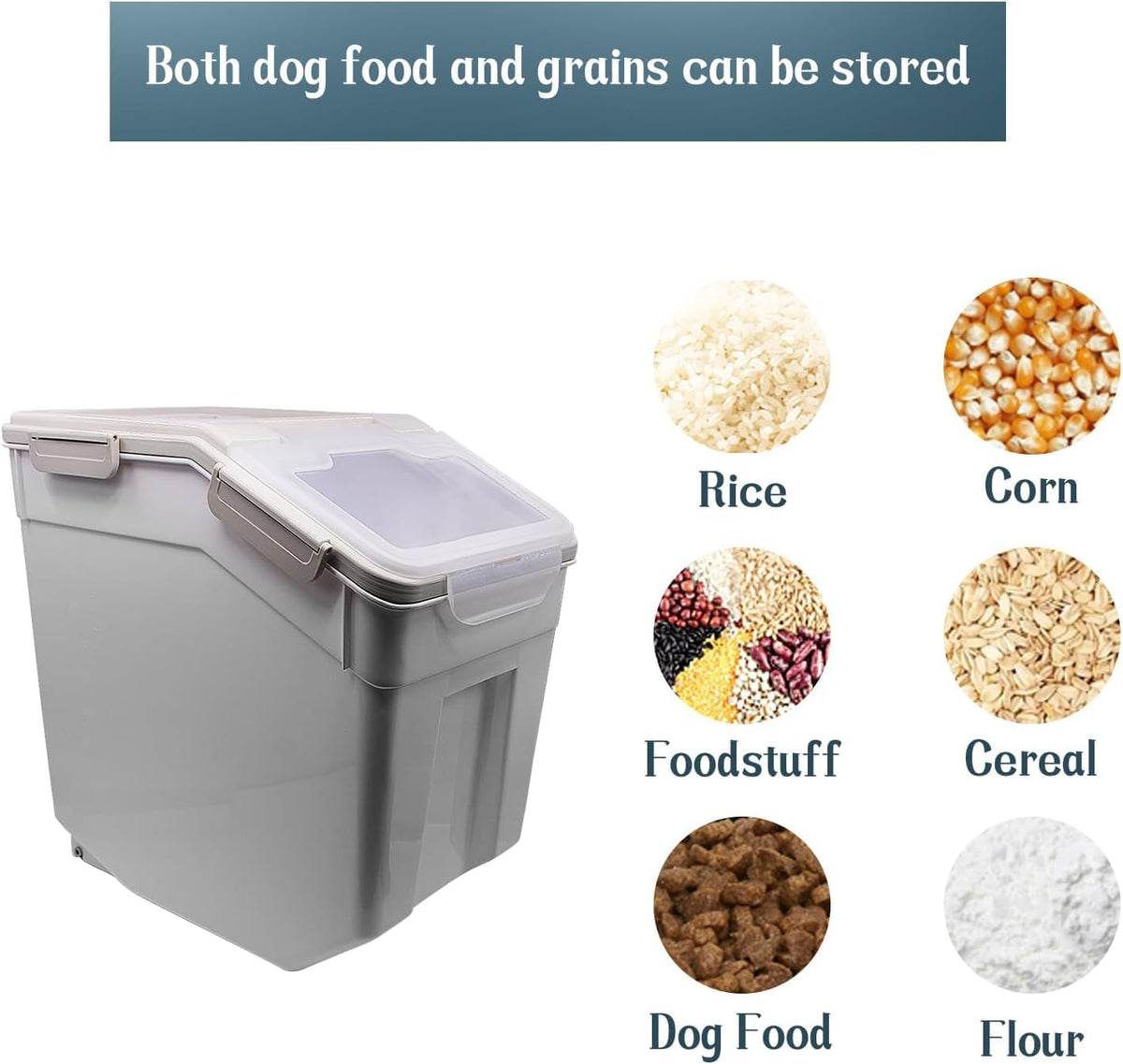AnRui Rice Storage Container 50LB, Airtight Flour Storage Containers, Plastic Cereal Grain