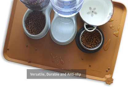 Hoki Found X-Large Silicone Pet Feeding Mats - Non-Slip Dog Cat Bowl Placemats - Waterproof - For