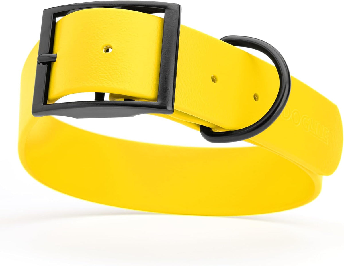 Dogline Biothane Waterproof Dog Collar Strong Coated Nylon Webbing with Black Hardware Odor- Proof