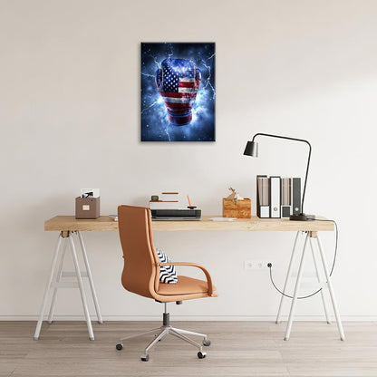 Sports Boxing Wall Art Canvas American Flag Wall Decor Prints Framed Painting Pictures Gifts