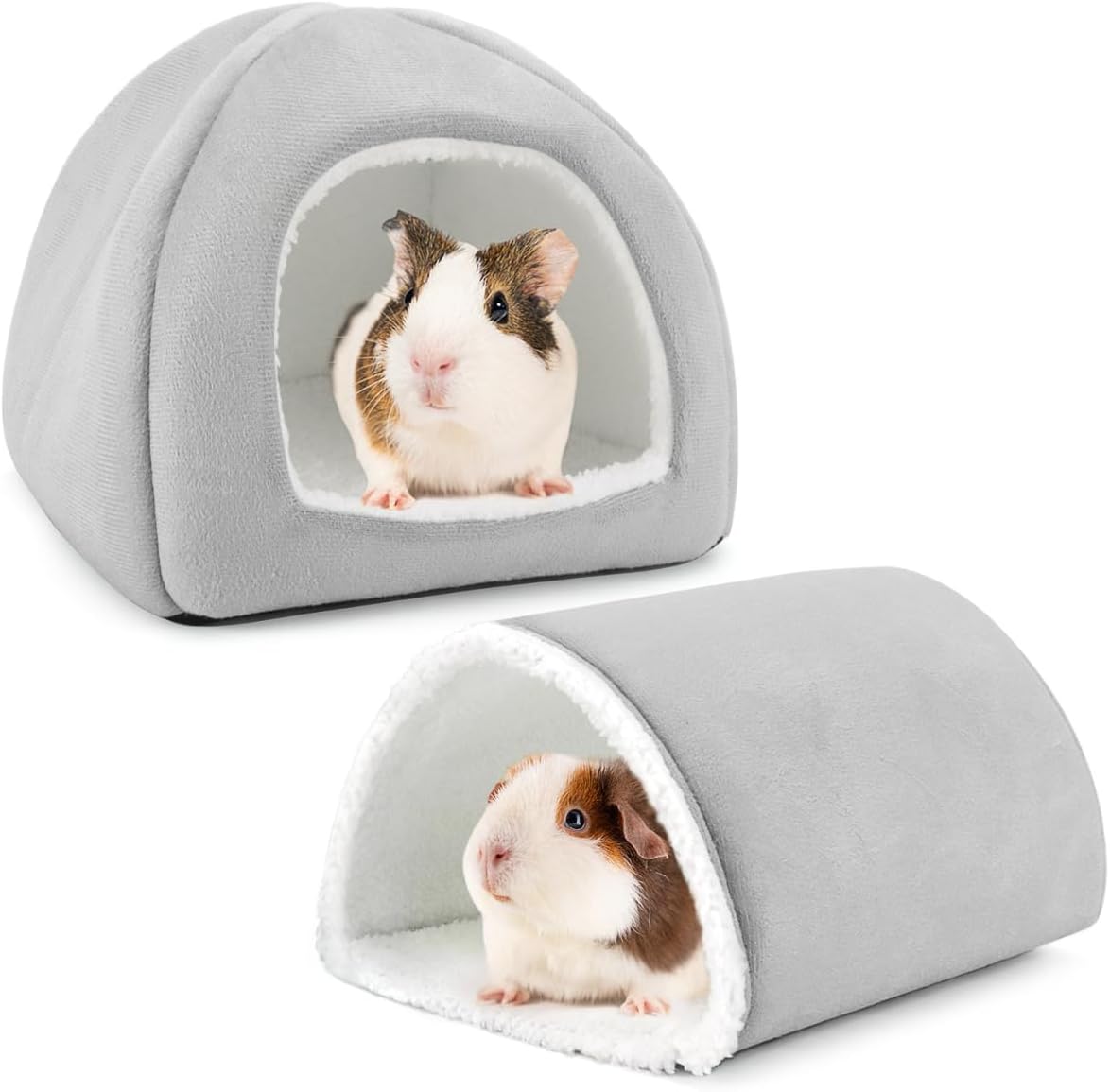 Guinea Pig Hideout and Tunnel Set, Soft Plush Bed & Play Tunnel for Guinea Pigs, Rabbits, Ferrets