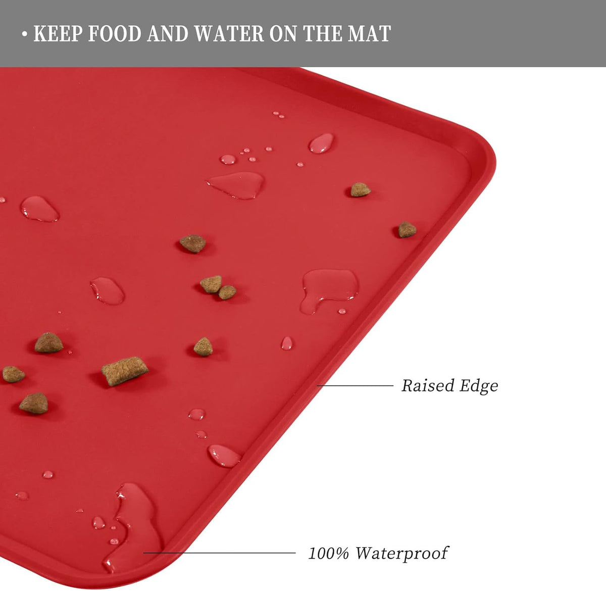 Waterproof Pet Feeding Mat with High Raised Edges, Heavier and Thicker Placemats for Cat Dog Water