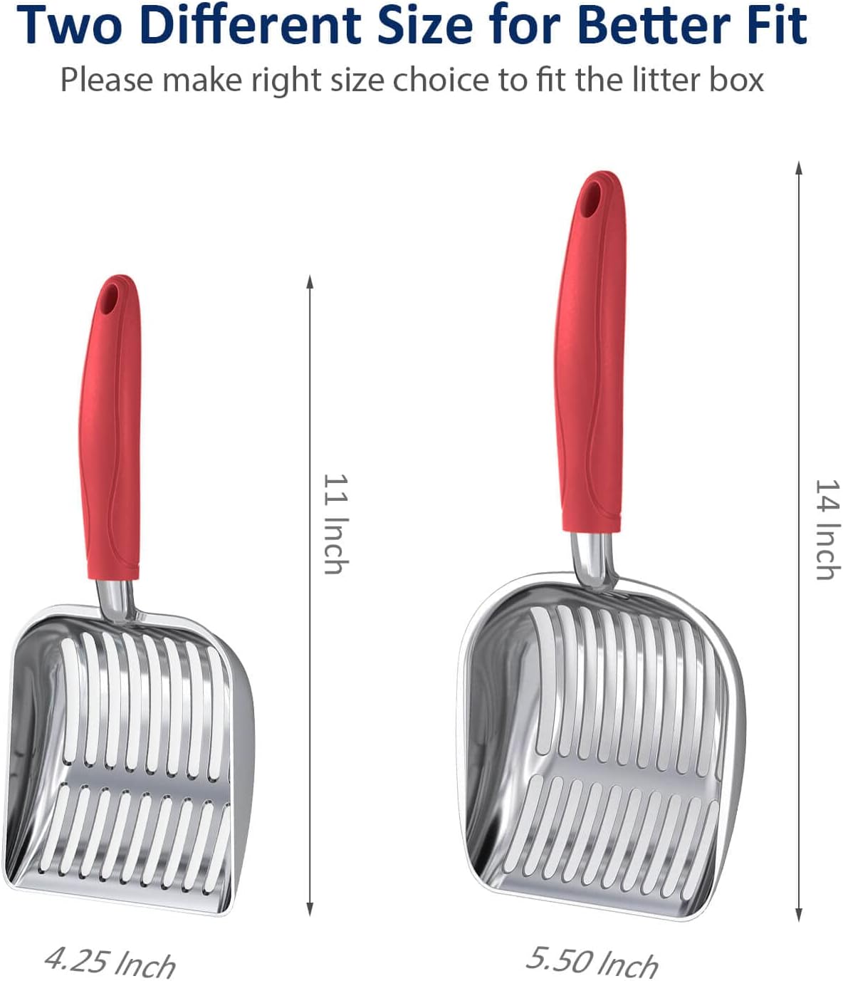 WePet Cat Litter Scoop, Aluminum Alloy Sifter, Kitty Metal Scooper, Deep Shovel, Long Handle, Poop