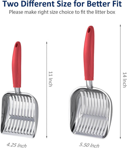 WePet Cat Litter Scoop, Aluminum Alloy Sifter, Kitty Metal Scooper, Deep Shovel, Long Handle, Poop
