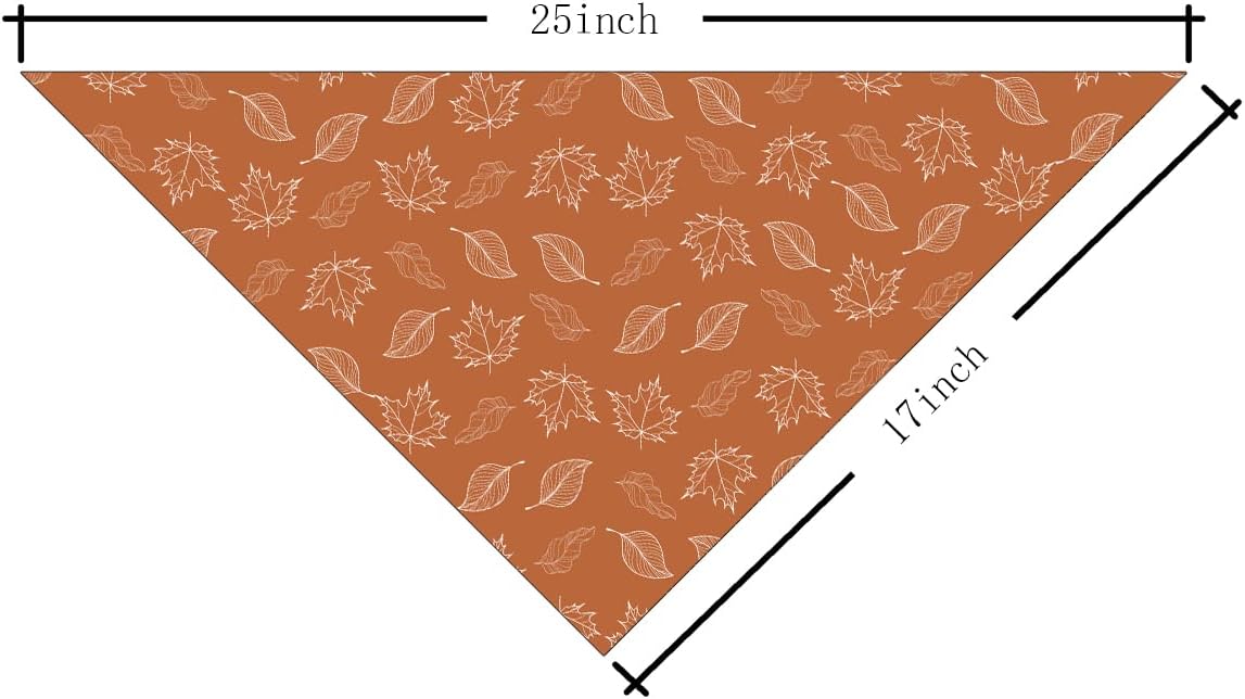 Fall Dog Bandanas Orange Autumn Leaves Print Pet Scarf for Boy and Girl Holiday Bandana for Medium
