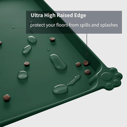 Waterproof Pet Feeding Mat with High Raised Edges, Heavier and Thicker Placemats for Cat Dog Water
