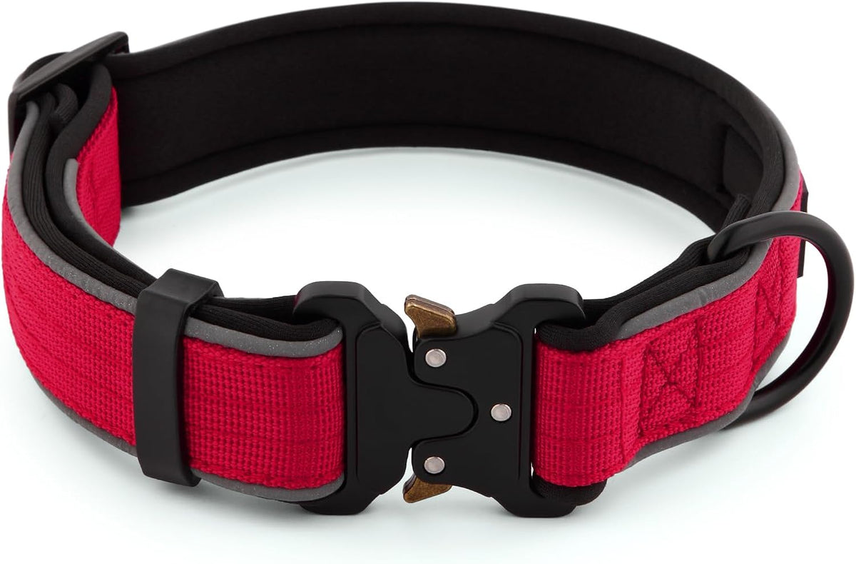 Plutus Pet Tactical Dog Collar, Reflective, Adjustable Heavy Duty Dog Collar, Soft Padded and