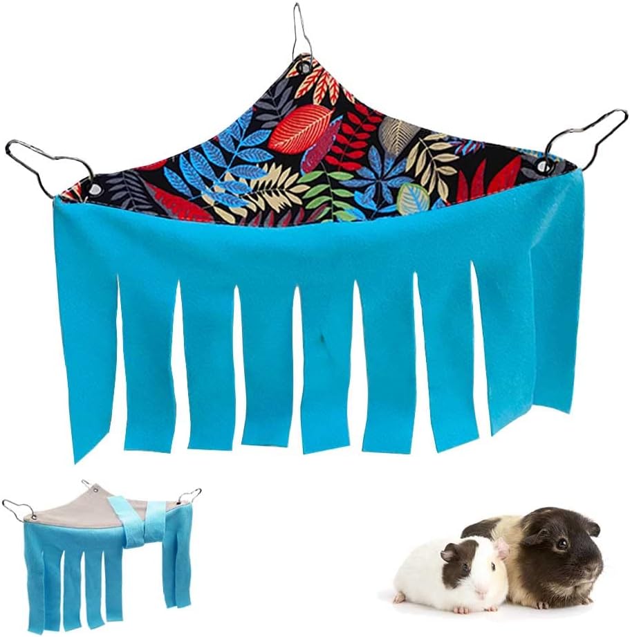 RIOUSSI Guinea Pig Hideout Hideaway Corner Fleece Toys Cage Accessories with Reversible Sides