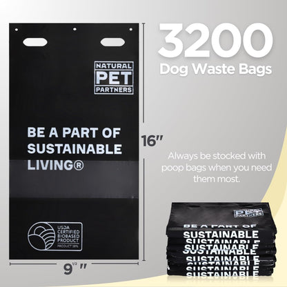 Commercial Pull-Strap Header Dog Poop Bags, 38% USDA Certified Plant-Based, Leak-Proof and Tear