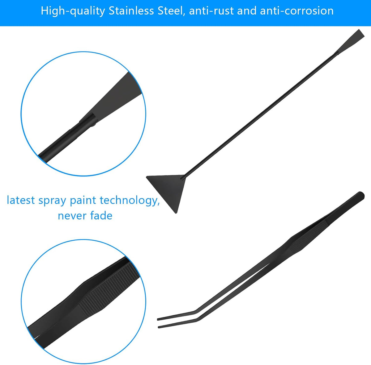 Aquarium Aquascape Tools Kit 15in, 4 in 1 Anti-Rust Aquatic Plant Aquascaping Tool Stainless Steel