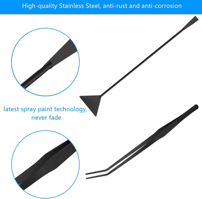 Aquarium Aquascape Tools Kit 15in, 4 in 1 Anti-Rust Aquatic Plant Aquascaping Tool Stainless Steel