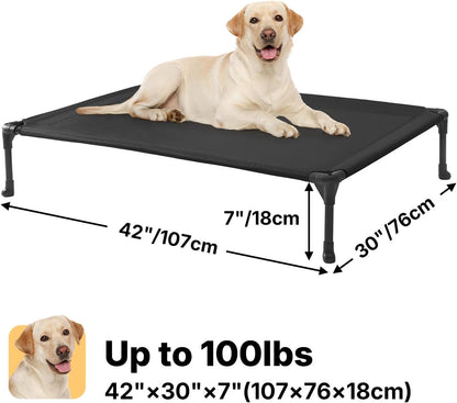 Veehoo Outdoor Elevated Dog Cot Bed, Cooling Raised Pet Bed for Large Dogs, Washable Breathable