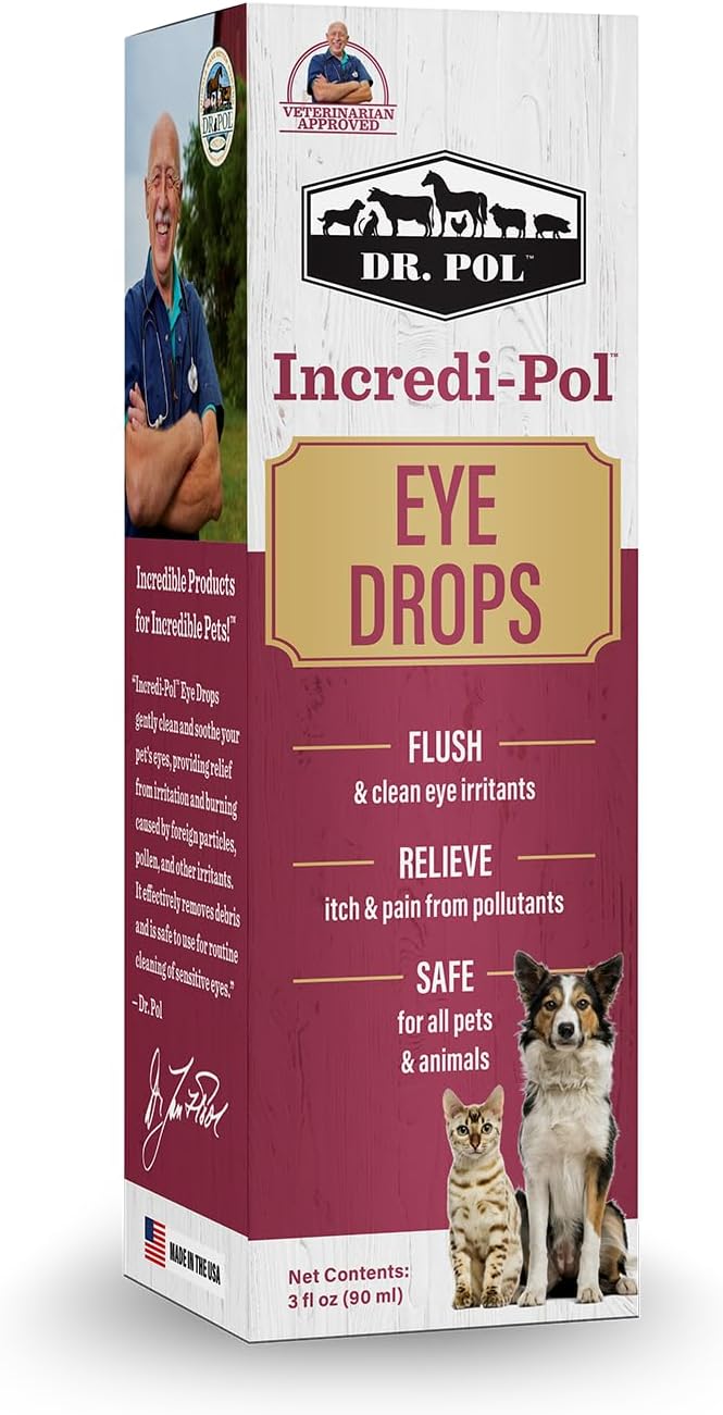 Dr. Pol Incredi-Pol Eye Drops for Dogs, Cats, and All Animals - Dog Eye Drops to Flush and Clean