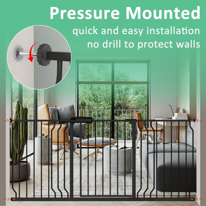 ALLAIBB Extra Wide Pressure Mounted Baby Gate Walk Through Child Kids Safety Toddler Tension Black