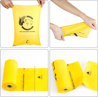 Certified Compostable Dog Poop Bags, 120 Count Landfill Friendly and Leakproof Waste Bags, Easy