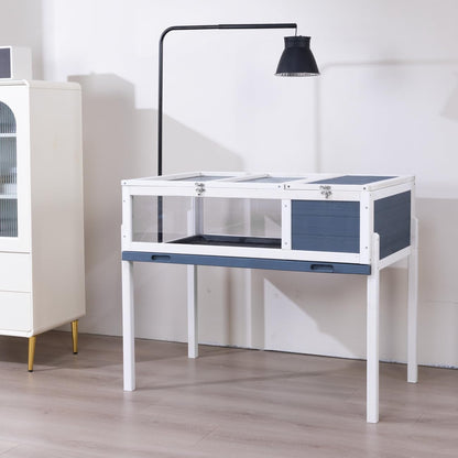 BIRASIL Wood Tortoise House, Indoor Turtle Habitat Reptile Cage, Tortoises Enclosure for Small