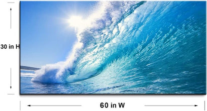 Rolling Ocean Waves Surfing Graphic Canvas Wall Art For Bedroom,Blue Tropical Seascape Artwork