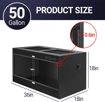 REPTI ZOO 50 Gallon PVC Reptile Enclosure, 36x18x18 inch Reptile Tank for Ball Python Bearded