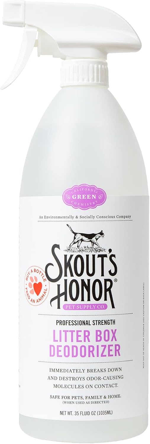 SKOUT'S HONOR Cat Litter Box Deodorizer Spray - Professional Strength, Instantly Breaks Down and