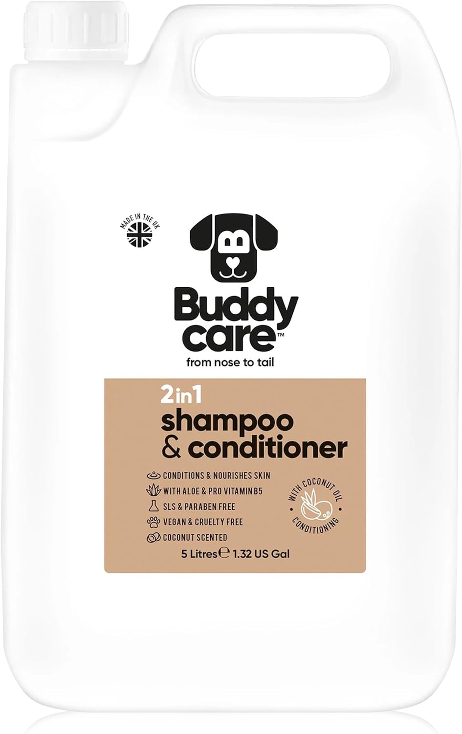 2in1 Dog Shampoo & Conditioner by Buddycare | Coconut Scented | with Aloe Vera and Pro Vitamin B5