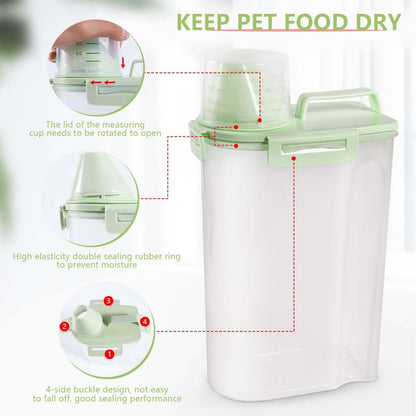 SenseYo 2.5lb Pet Food Storage Container with Measuring Cup, 3L Cat Food Storage Container Dog Food