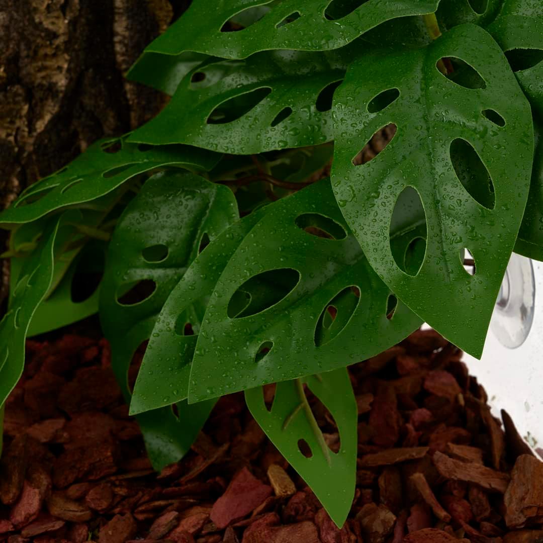 Reptile Plants for Terrarium, Amphibian Habitat Decor Artificial Hanging Plants with Suction Cup