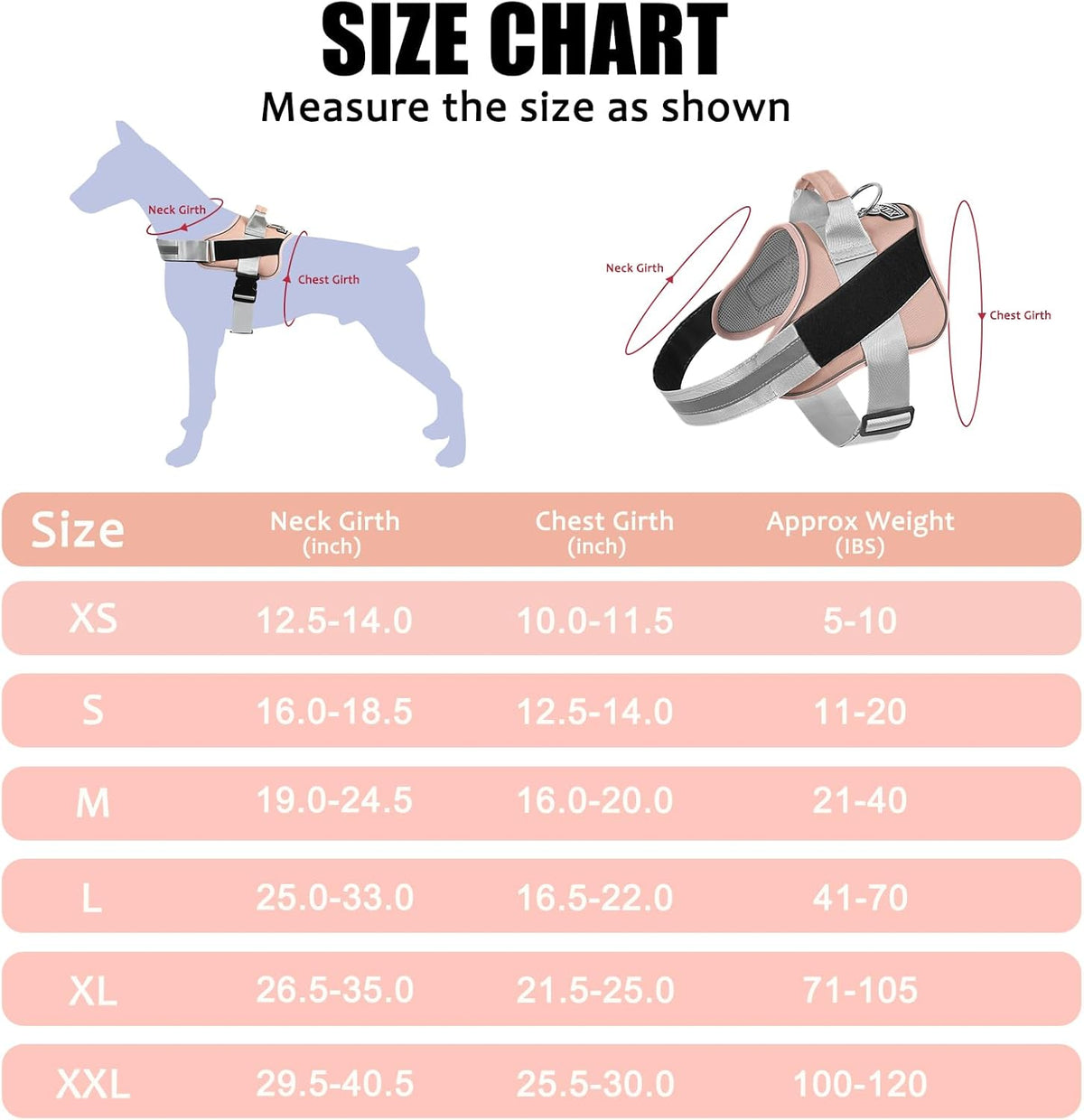 Bolux Dog Harness, No-Pull Reflective Dog Vest, Breathable Adjustable Pet Harness with Handle for