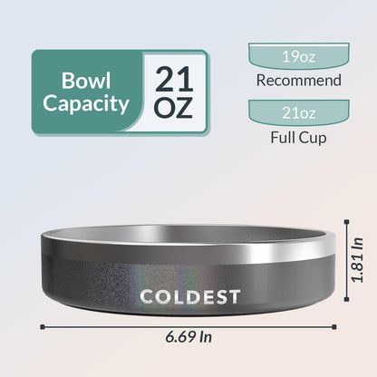 Coldest Dog Bowl - Anti Rust Metal, Non Slip, 3 Layers Insulated Stainless Steel Dog Bowls - Spill