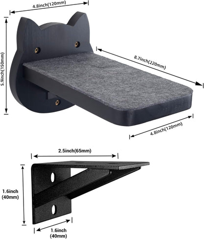 ESPETS Black Painted Solid Wood Cat Wall Climbing Steps Set of 3 - Wall Mounted Cat Floating