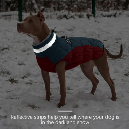 FUAMEY Dog Coat for Medium Dogs,Waterproof Dog Winter Jacket with Harness Built in Puppy Cold