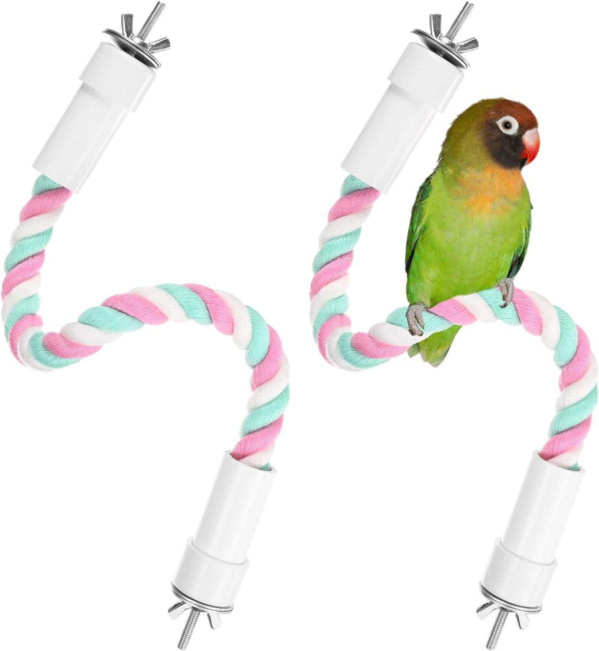 2-Pack Rope Perches for Bird Cages, 13.8 in Length Comfort Grip Flexible Rope Perch Beak & Paw