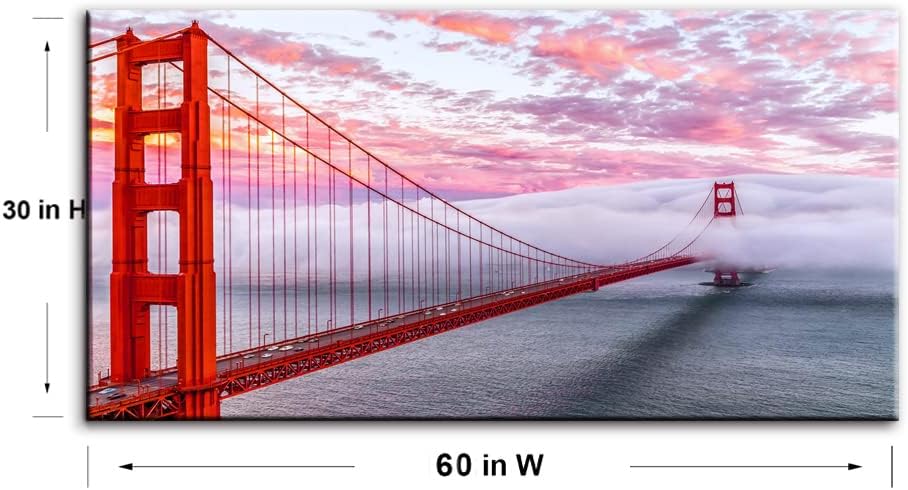 San Francisco Red Golden Gate Bridge At Dusk Canvas Wall Art For BedRoom,Modern Realism City